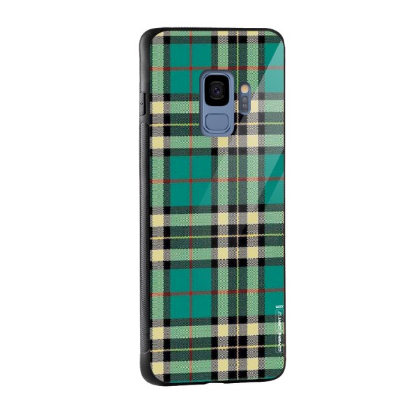 Green Check Glass Back Case for Galaxy S9