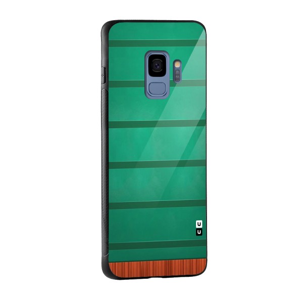 Green Wood Stripes Glass Back Case for Galaxy S9