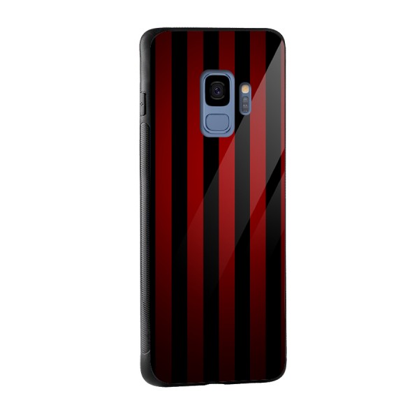 Red Black Stripes Glass Back Case for Galaxy S9