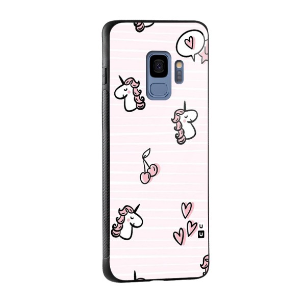 Strawberries And Unicorns Glass Back Case for Galaxy S9
