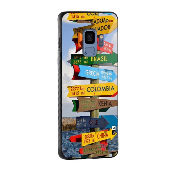 Travel Directions Glass Back Case for Galaxy S9