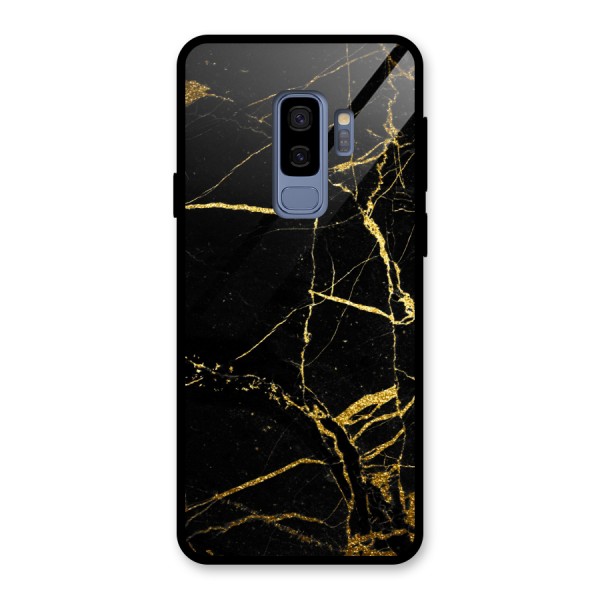 Black And Gold Design Glass Back Case for Galaxy S9 Plus