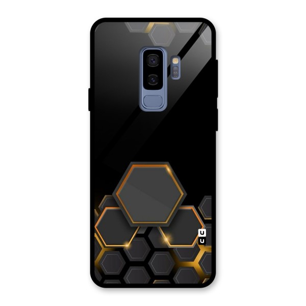 Black Gold Hexa Glass Back Case for Galaxy S9 Plus