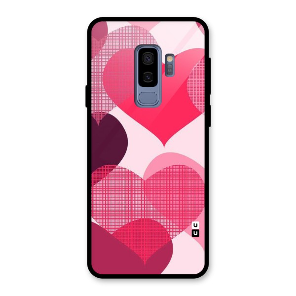 Check Pink Hearts Glass Back Case for Galaxy S9 Plus