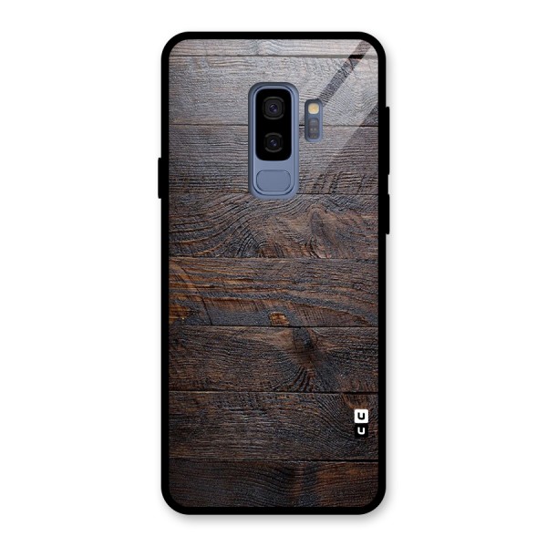 Dark Wood Printed Glass Back Case for Galaxy S9 Plus