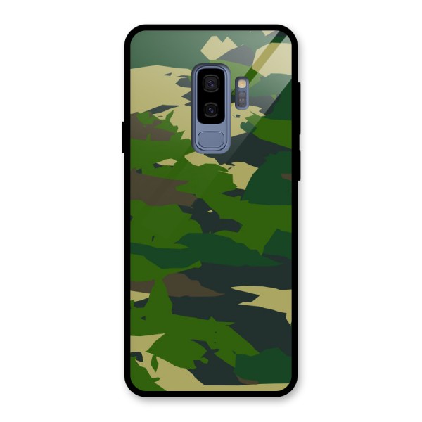 Green Camouflage Army Glass Back Case for Galaxy S9 Plus