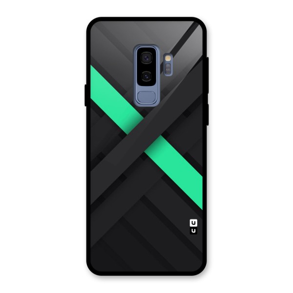 Green Stripe Diagonal Glass Back Case for Galaxy S9 Plus