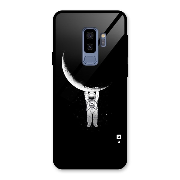 Hanging Astronaut Glass Back Case for Galaxy S9 Plus