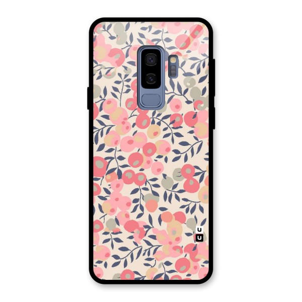 Pink Leaf Pattern Glass Back Case for Galaxy S9 Plus