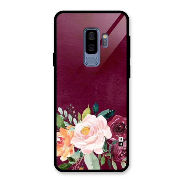 Plum Floral Design Glass Back Case for Galaxy S9 Plus