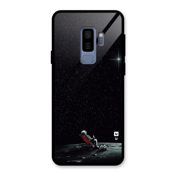 Resting Spaceman Face Glass Back Case for Galaxy S9 Plus