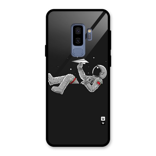 Spaceman Flying Glass Back Case for Galaxy S9 Plus