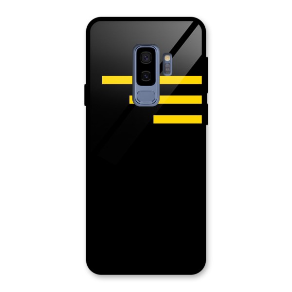 Sports Yellow Stripes Glass Back Case for Galaxy S9 Plus