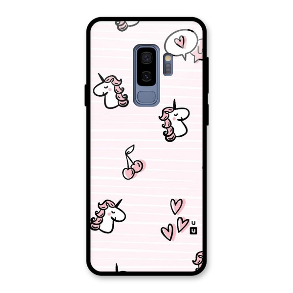 Strawberries And Unicorns Glass Back Case for Galaxy S9 Plus