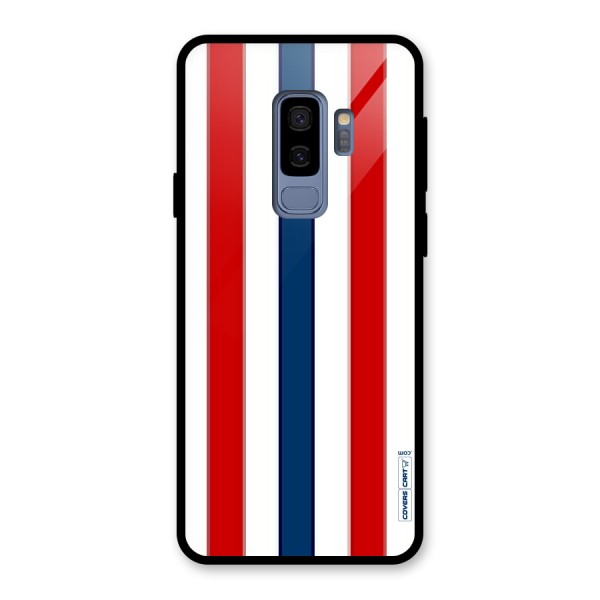 Tricolor Stripes Glass Back Case for Galaxy S9 Plus