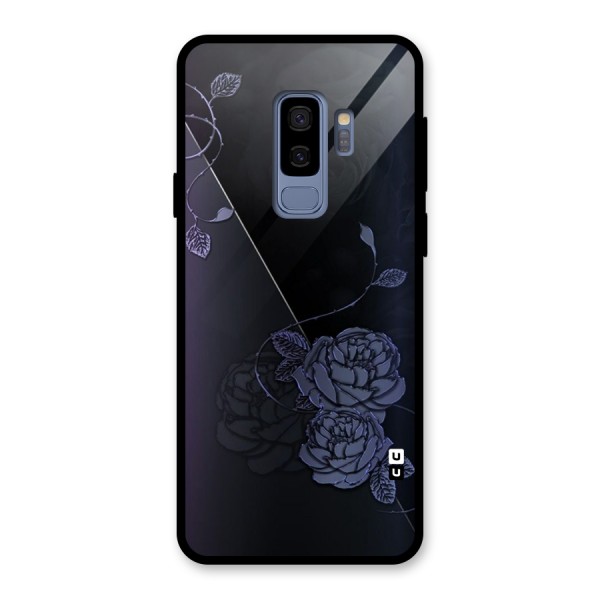 Voilet Floral Design Glass Back Case for Galaxy S9 Plus