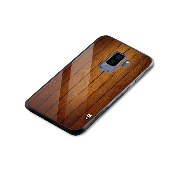 Brown Wood Design Glass Back Case for Galaxy S9 Plus