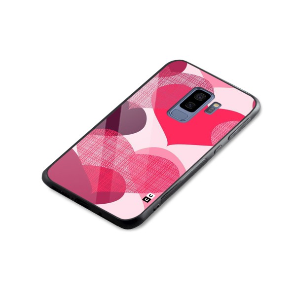 Check Pink Hearts Glass Back Case for Galaxy S9 Plus