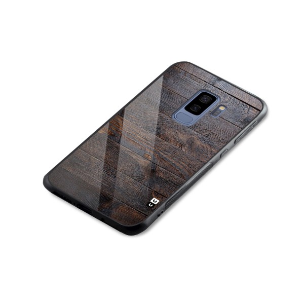 Dark Wood Printed Glass Back Case for Galaxy S9 Plus