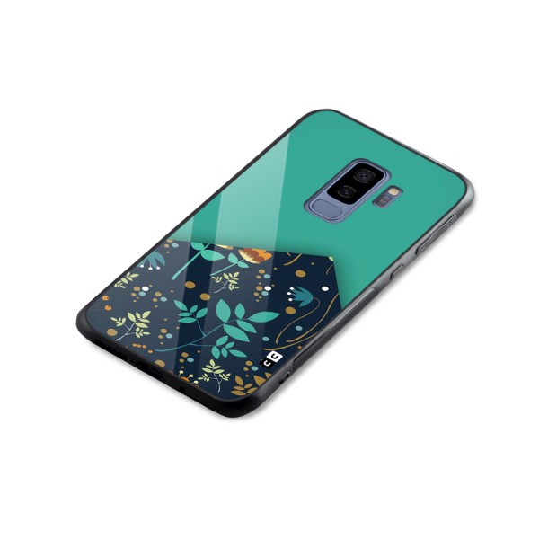 Floral Corner Glass Back Case for Galaxy S9 Plus