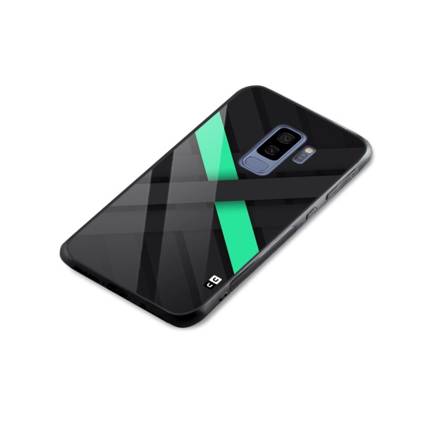 Green Stripe Diagonal Glass Back Case for Galaxy S9 Plus