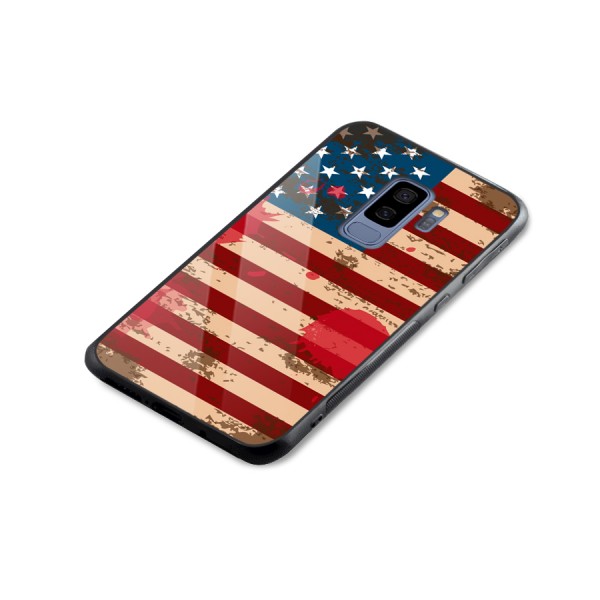Grunge USA Flag Glass Back Case for Galaxy S9 Plus