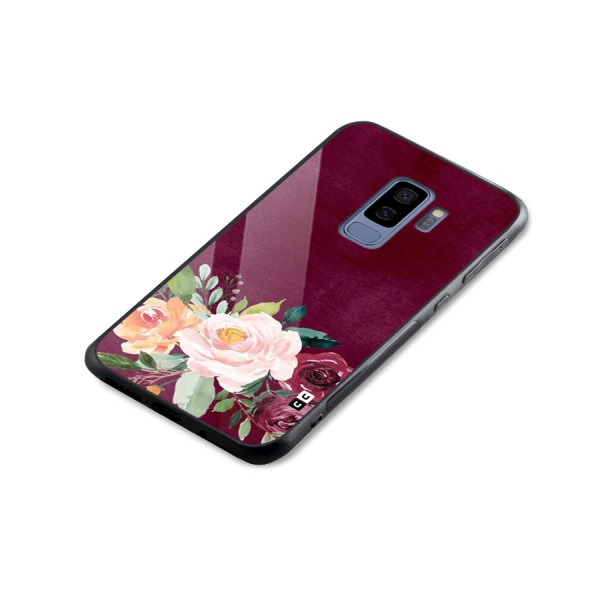 Plum Floral Design Glass Back Case for Galaxy S9 Plus