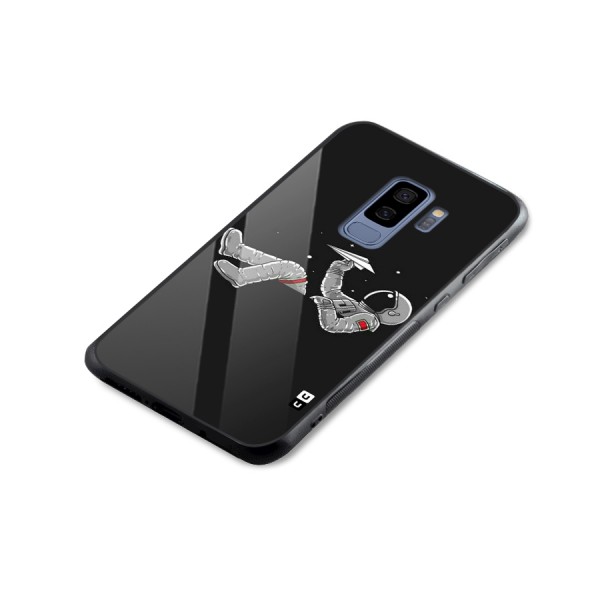 Spaceman Flying Glass Back Case for Galaxy S9 Plus