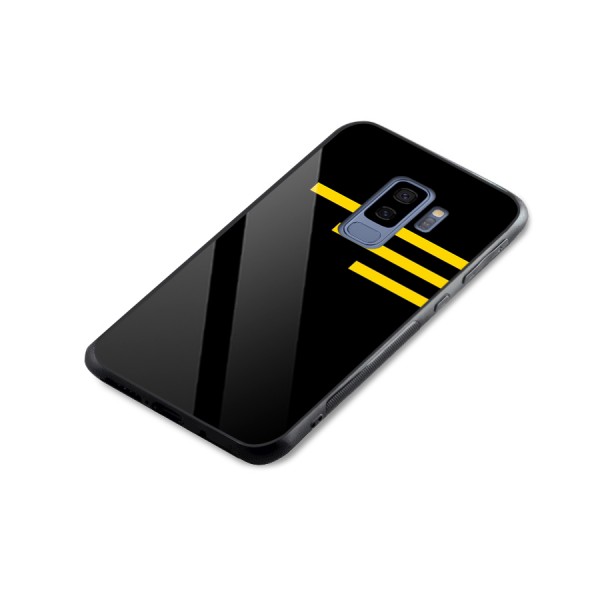 Sports Yellow Stripes Glass Back Case for Galaxy S9 Plus