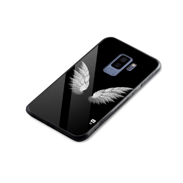 White Wings Glass Back Case for Galaxy S9 Plus