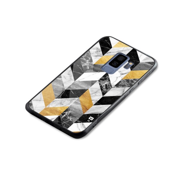Yellow Grey Marble Glass Back Case for Galaxy S9 Plus