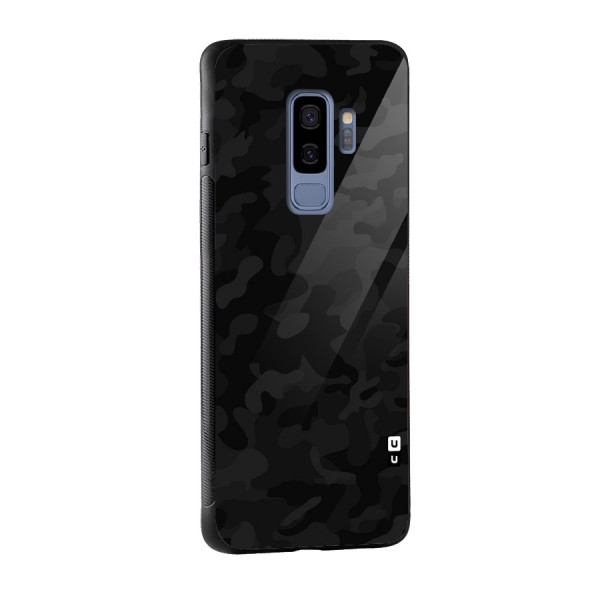 Black Camouflage Glass Back Case for Galaxy S9 Plus