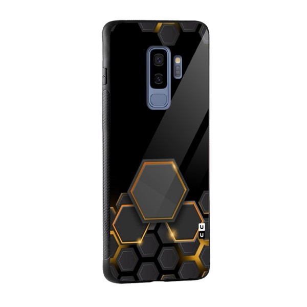 Black Gold Hexa Glass Back Case for Galaxy S9 Plus