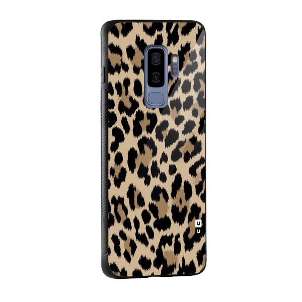 Brown Leapord Print Glass Back Case for Galaxy S9 Plus