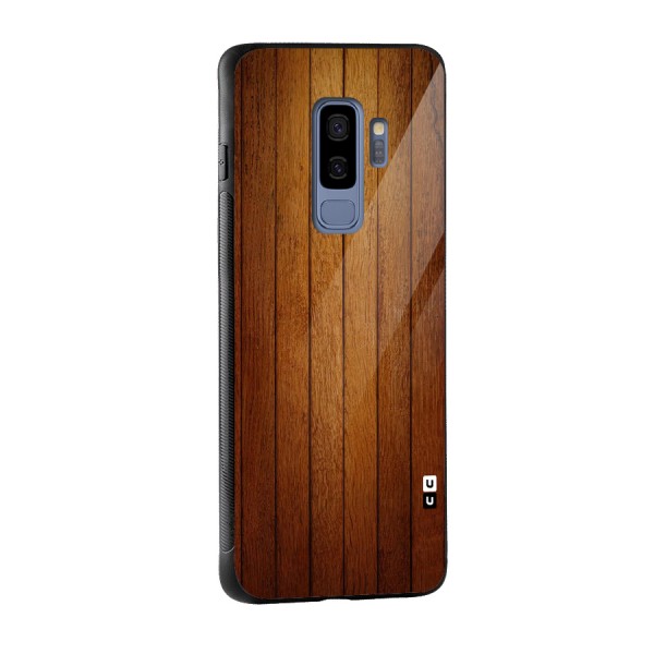 Brown Wood Design Glass Back Case for Galaxy S9 Plus