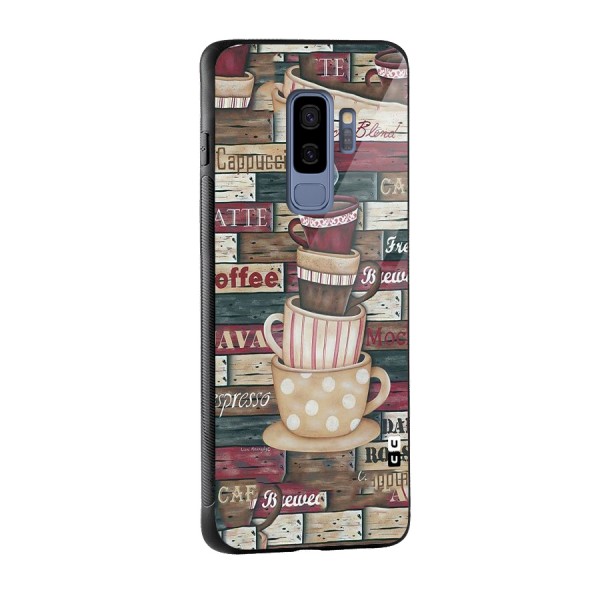 Cute Coffee Cups Glass Back Case for Galaxy S9 Plus