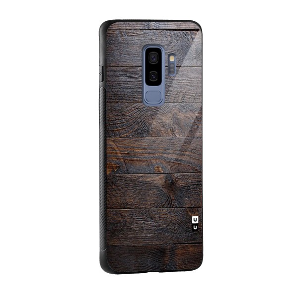 Dark Wood Printed Glass Back Case for Galaxy S9 Plus