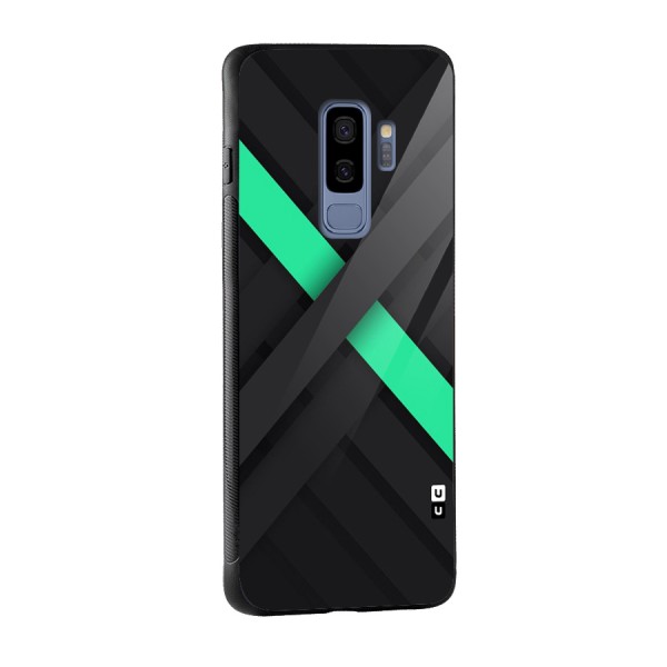 Green Stripe Diagonal Glass Back Case for Galaxy S9 Plus