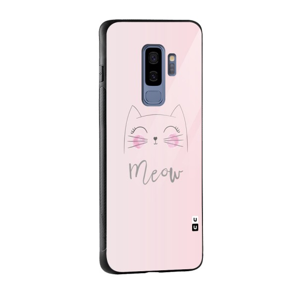 Meow Pink Glass Back Case for Galaxy S9 Plus