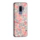 Pink Leaf Pattern Glass Back Case for Galaxy S9 Plus
