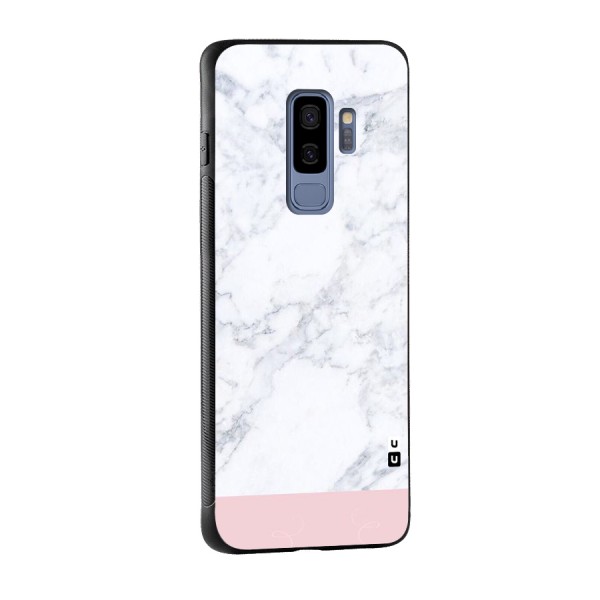 Pink White Merge Marble Glass Back Case for Galaxy S9 Plus