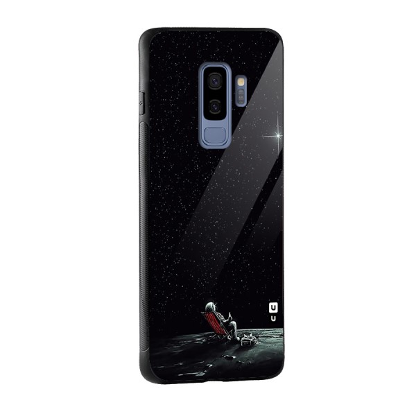 Resting Spaceman Face Glass Back Case for Galaxy S9 Plus