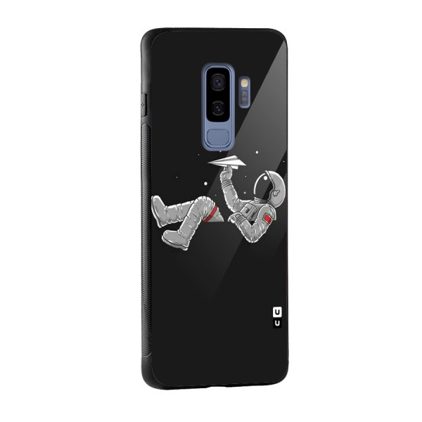 Spaceman Flying Glass Back Case for Galaxy S9 Plus