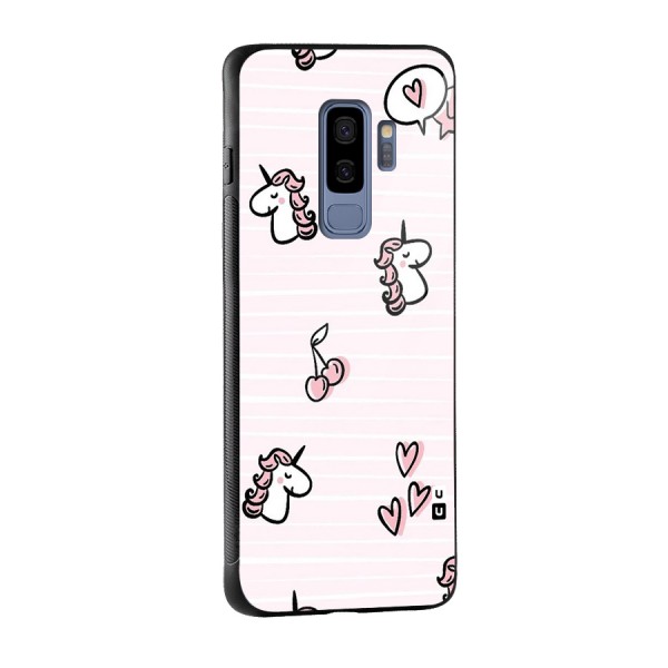 Strawberries And Unicorns Glass Back Case for Galaxy S9 Plus