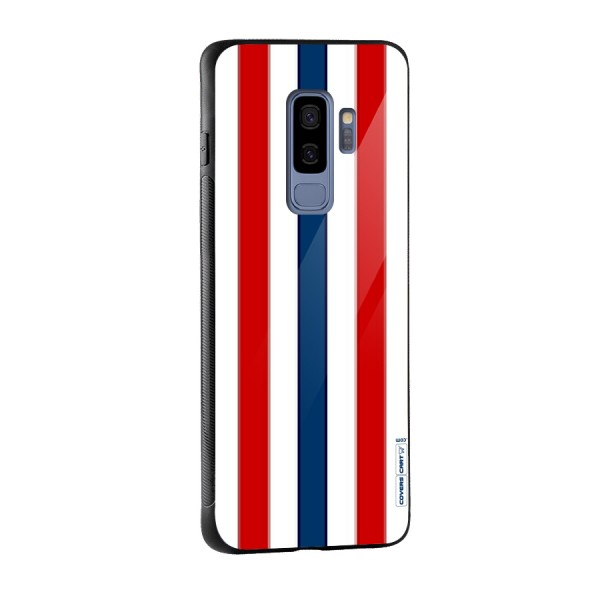 Tricolor Stripes Glass Back Case for Galaxy S9 Plus