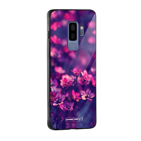 Violet Floral Glass Back Case for Galaxy S9 Plus