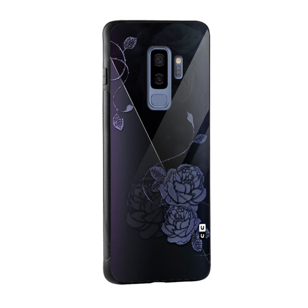 Voilet Floral Design Glass Back Case for Galaxy S9 Plus