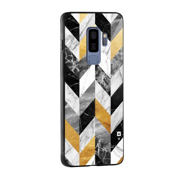 Yellow Grey Marble Glass Back Case for Galaxy S9 Plus