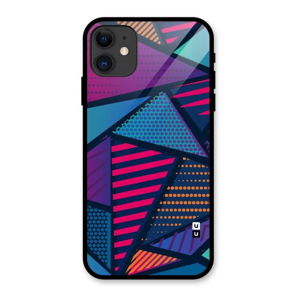 Abstract Lines Polka Glass Back Case for iPhone 11