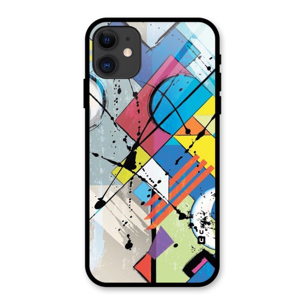 Abstract Paint Shape Glass Back Case for iPhone 11